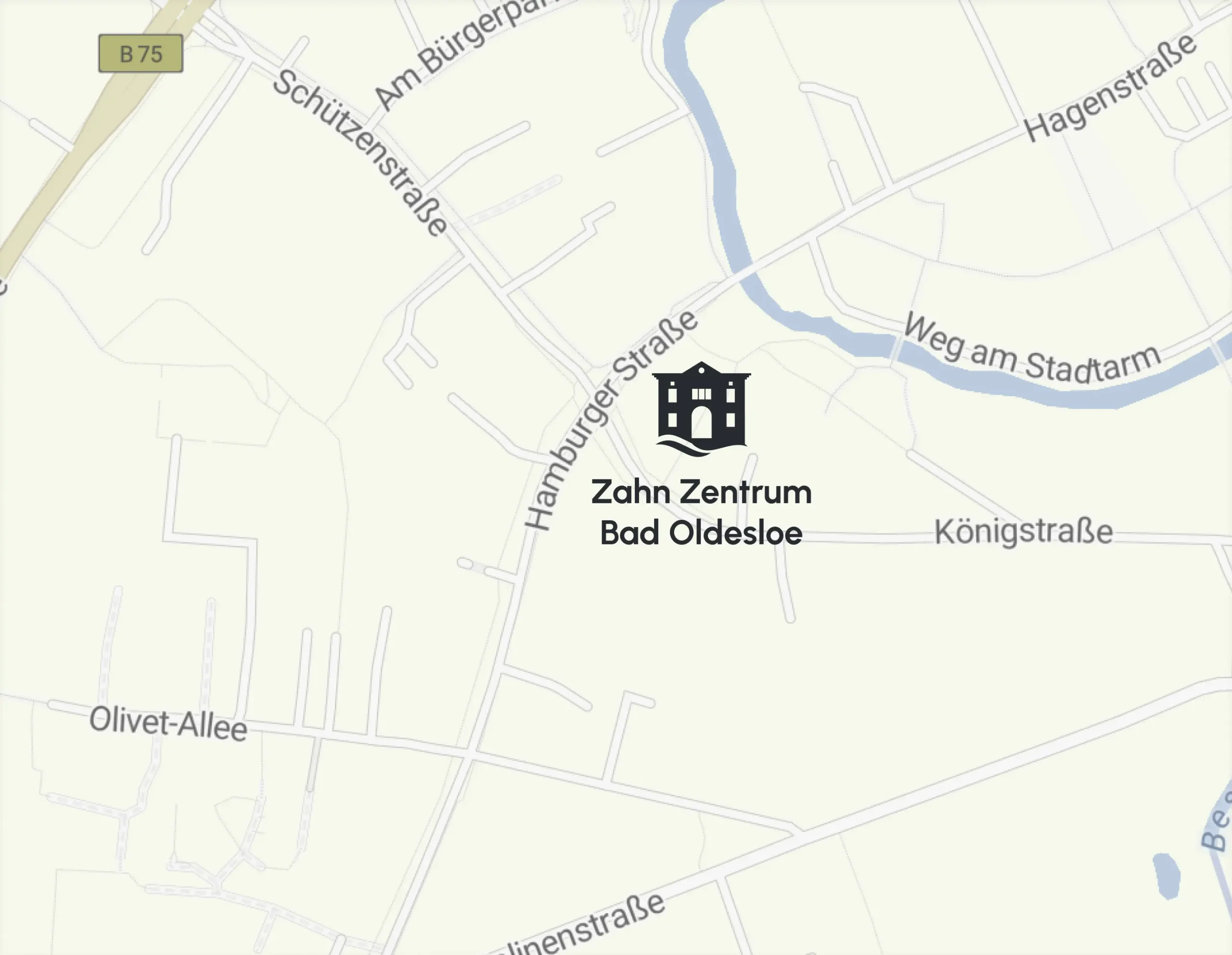 Karte mit dem Standort des ZahnZentrums Bad Oldesloe an der Königstraße 11